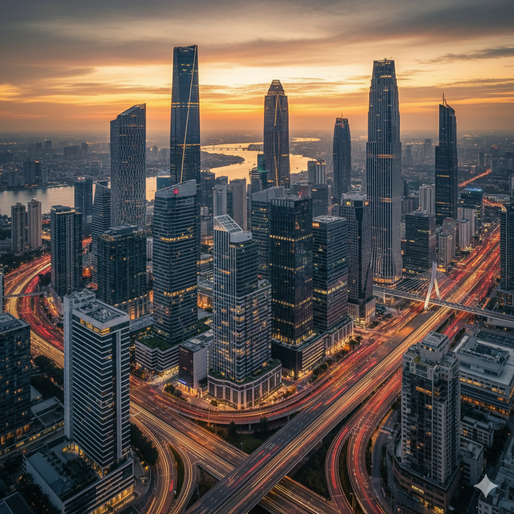 Vibrant Urban Sunset