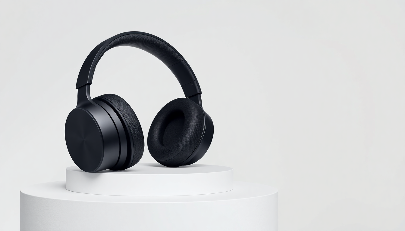 Sleek Matte Black Wireless Headphones